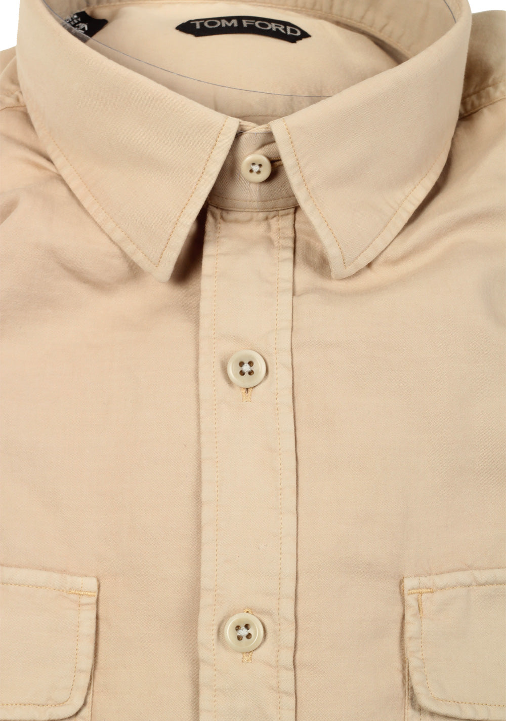 TOM FORD Solid Beige Casual Shirt Size 43 / 17 U.S.