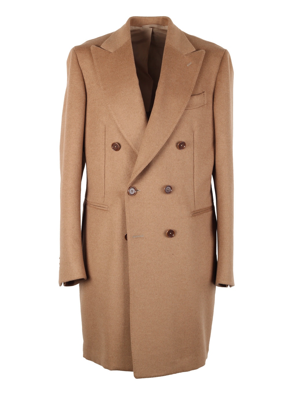 Errico Formicola Camel Double Breasted Over Coat Size 56 / 46R U.S.
