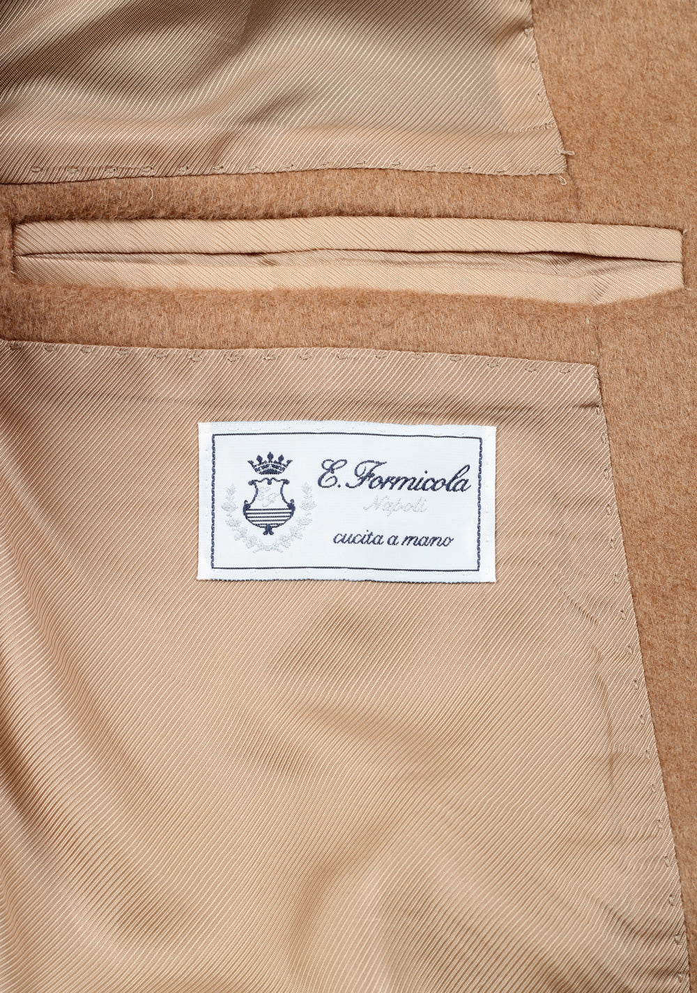 Errico Formicola Camel Double Breasted Over Coat Size 56 / 46R U.S.
