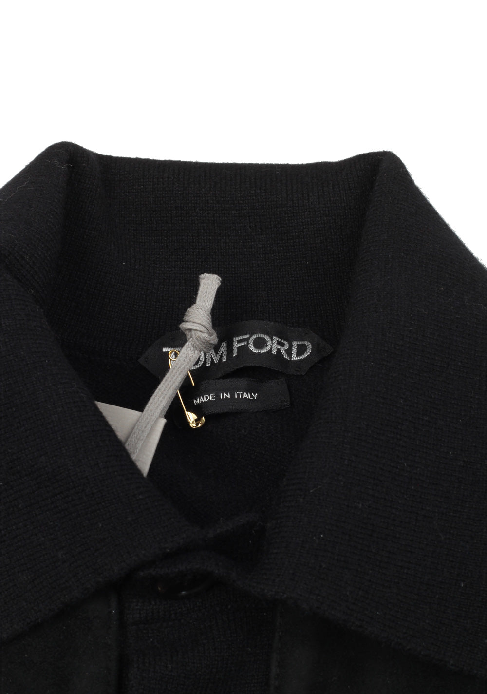 TOM FORD Black Suede Long Sleeve Polo Size 48 / 38R U.S. In Cashmere