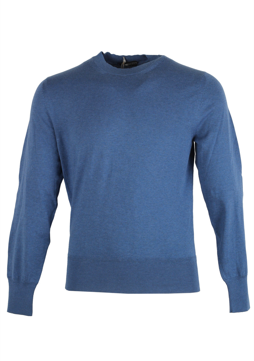 TOM FORD Blue Crew Neck Sweater Size 48 / 38R U.S. In Cotton