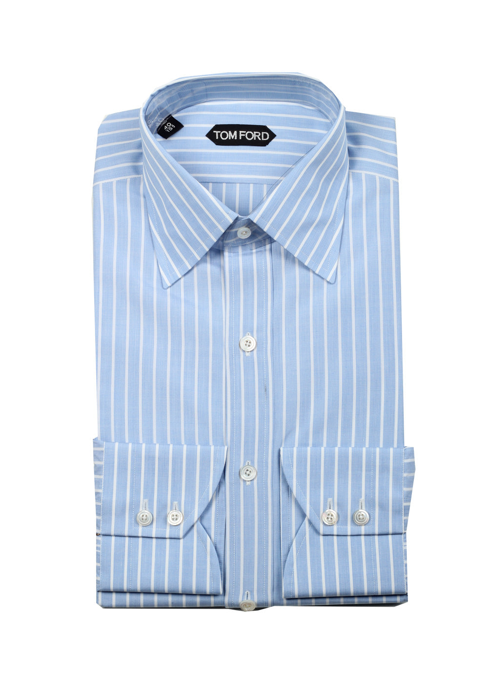 TOM FORD Striped White Blue Dress Shirt Size 40 / 15,75 U.S.