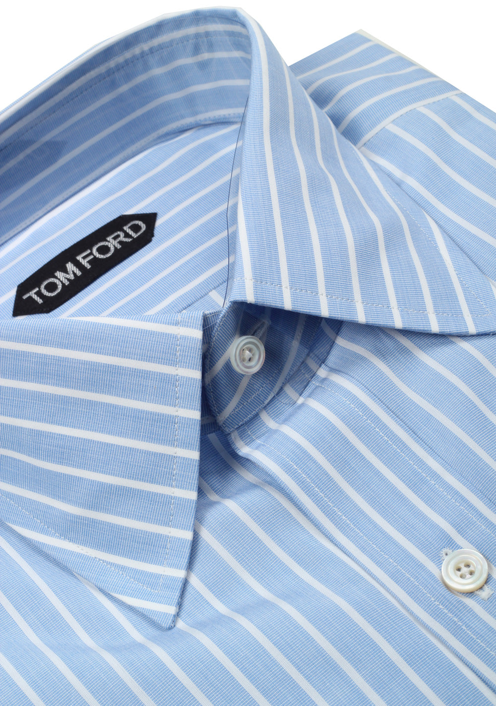 TOM FORD Striped White Blue Dress Shirt Size 40 / 15,75 U.S.