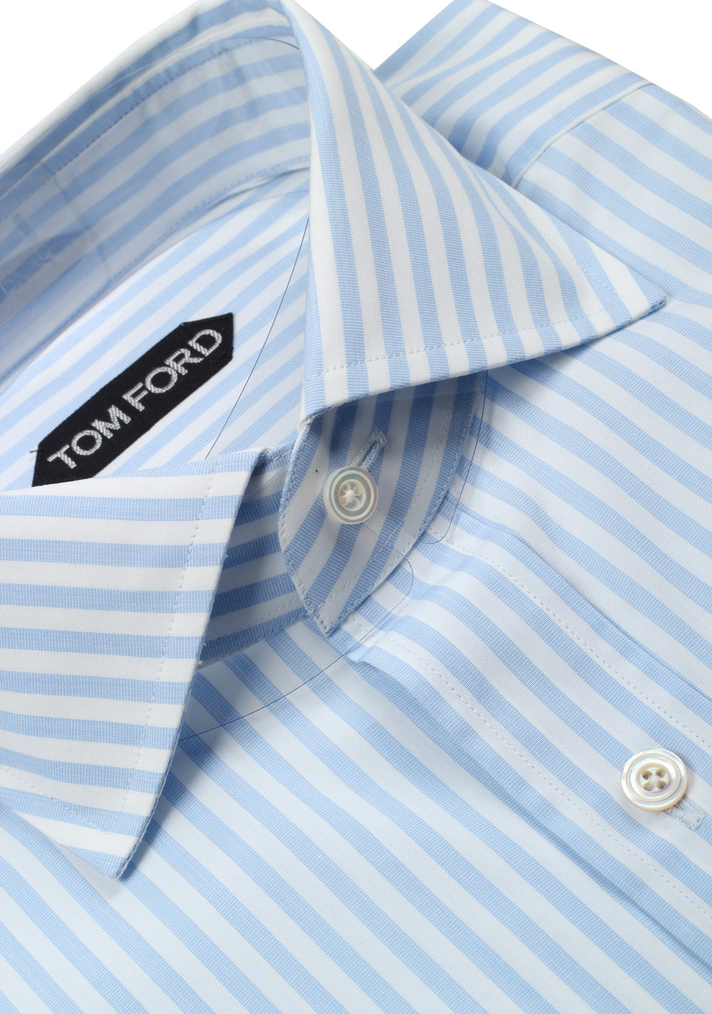 TOM FORD Striped White Blue Shirt Size 39 / 15,5 U.S.