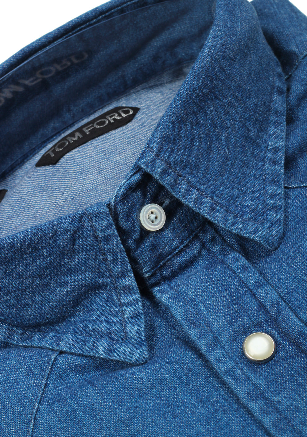 TOM FORD Solid Blue Denim Western Casual Shirt Size 40 / 15,75 U.S.
