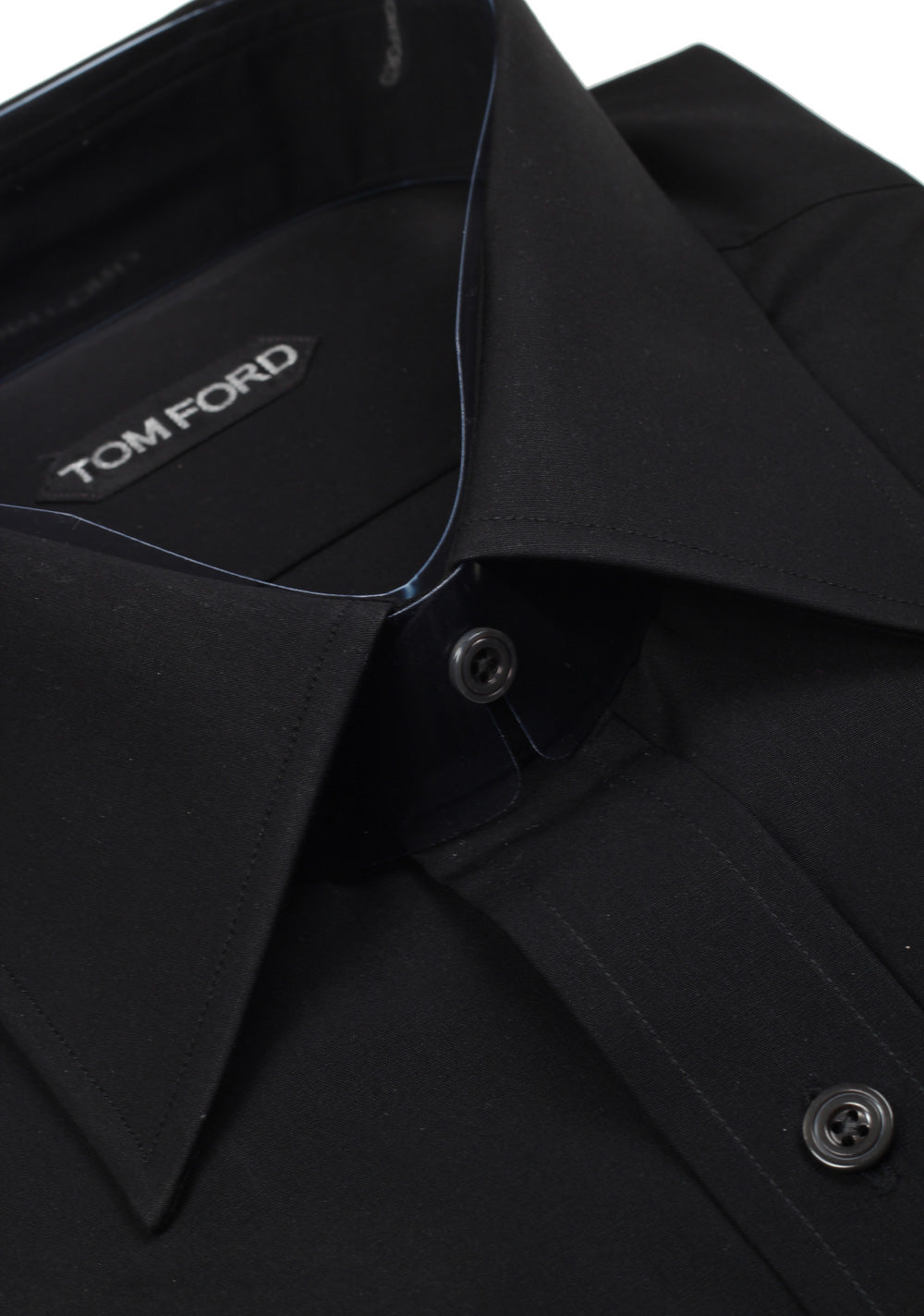 TOM FORD Solid Black Dress Shirt Size 44 / 17,5 U.S.