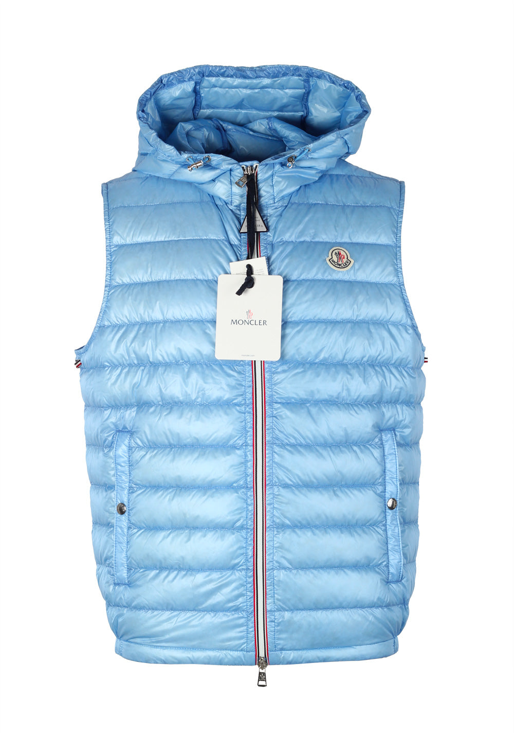 Moncler Blue Gien Hooded Shell Gilet Vest Size 4 / L / 52 / 42 U.S.