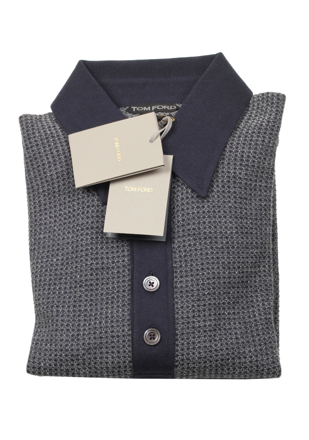 TOM FORD Gray Long Sleeve Polo Sweater Size 48 / 38R U.S.