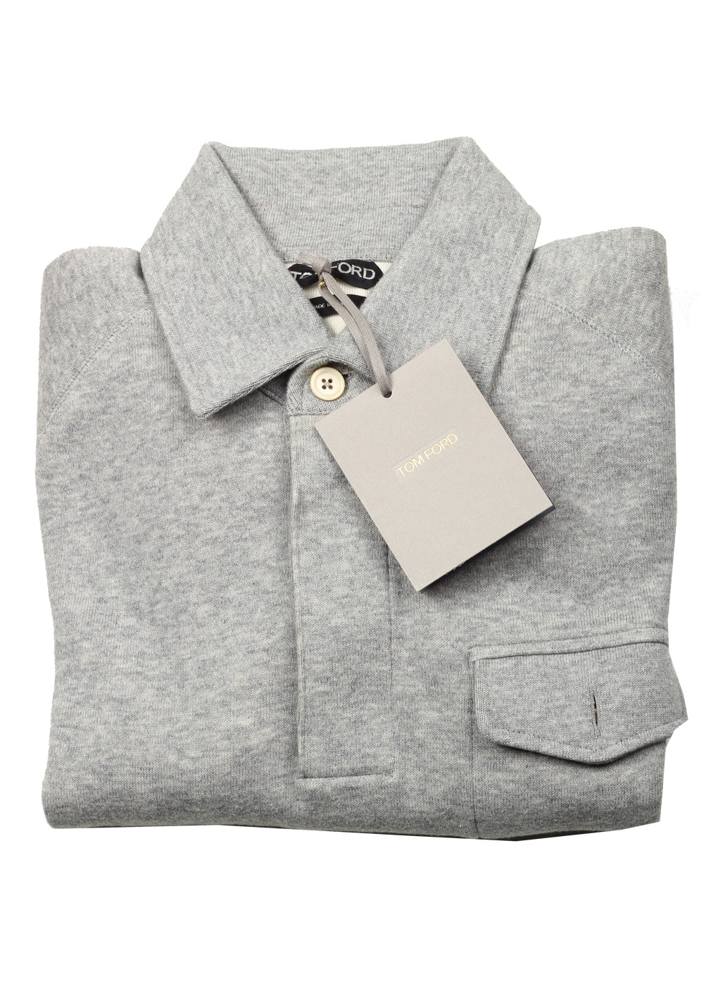 TOM FORD Gray Long Sleeve Jersey Polo Sweater Size 48 / 38R U.S.