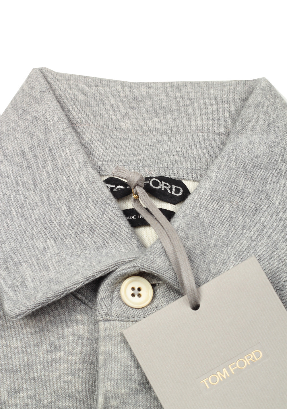 TOM FORD Gray Long Sleeve Jersey Polo Sweater Size 48 / 38R U.S.