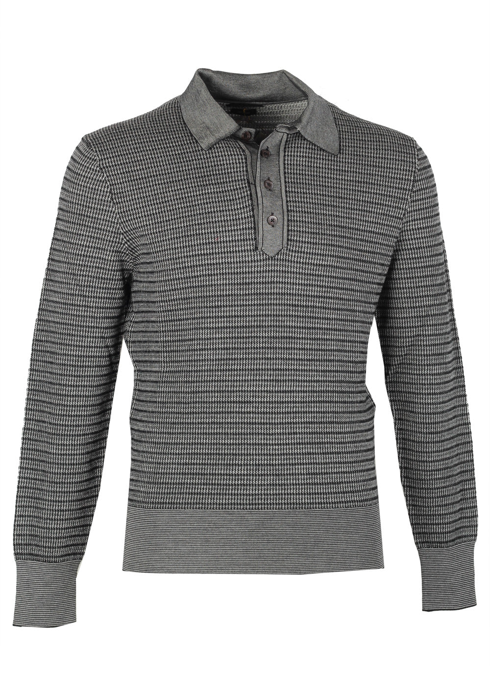 TOM FORD Gray Long Sleeve Polo Sweater Size 48 / 38R U.S. In Wool Silk