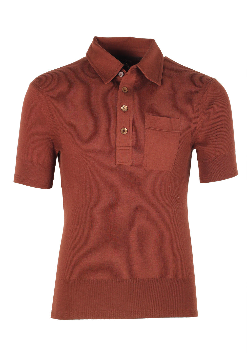 TOM FORD Brown Short Sleeve Polo Shirt Size 48 / 38R U.S. In Cotton Silk