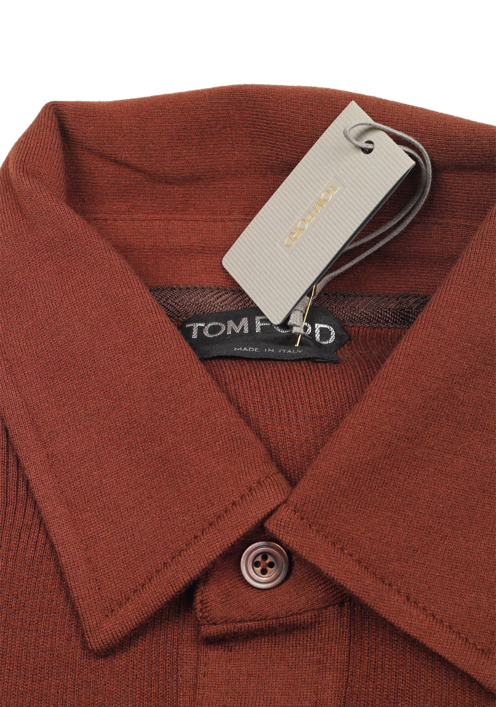 TOM FORD Brown Short Sleeve Polo Shirt Size 48 / 38R U.S. In Cotton Silk