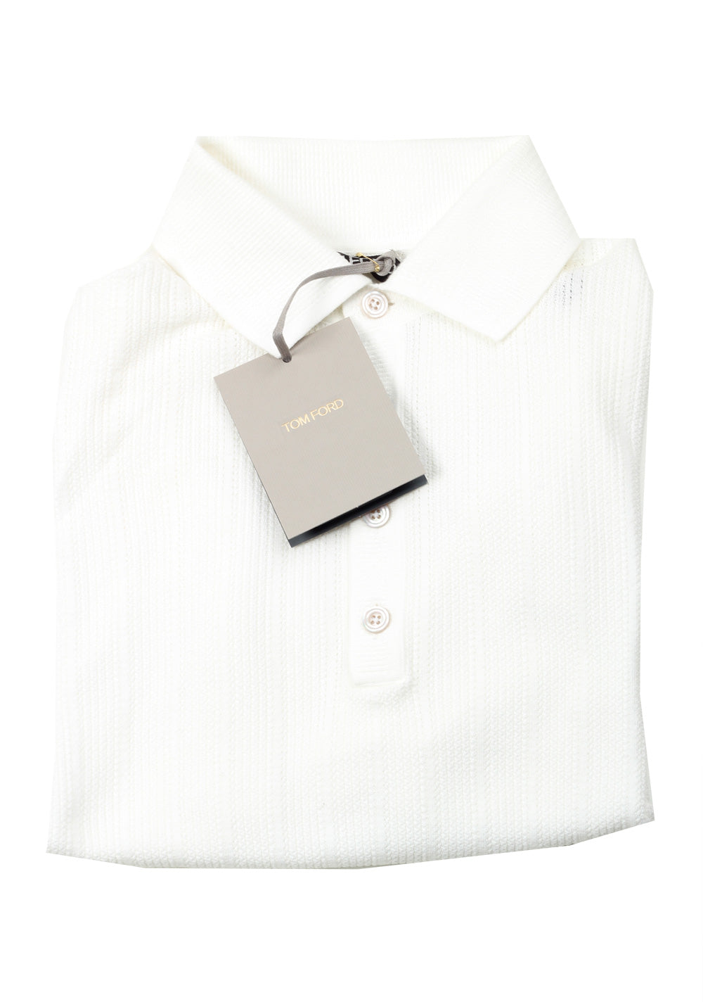 TOM FORD White Long Sleeve Polo Sweater Size 48 / 38R U.S. In Cotton
