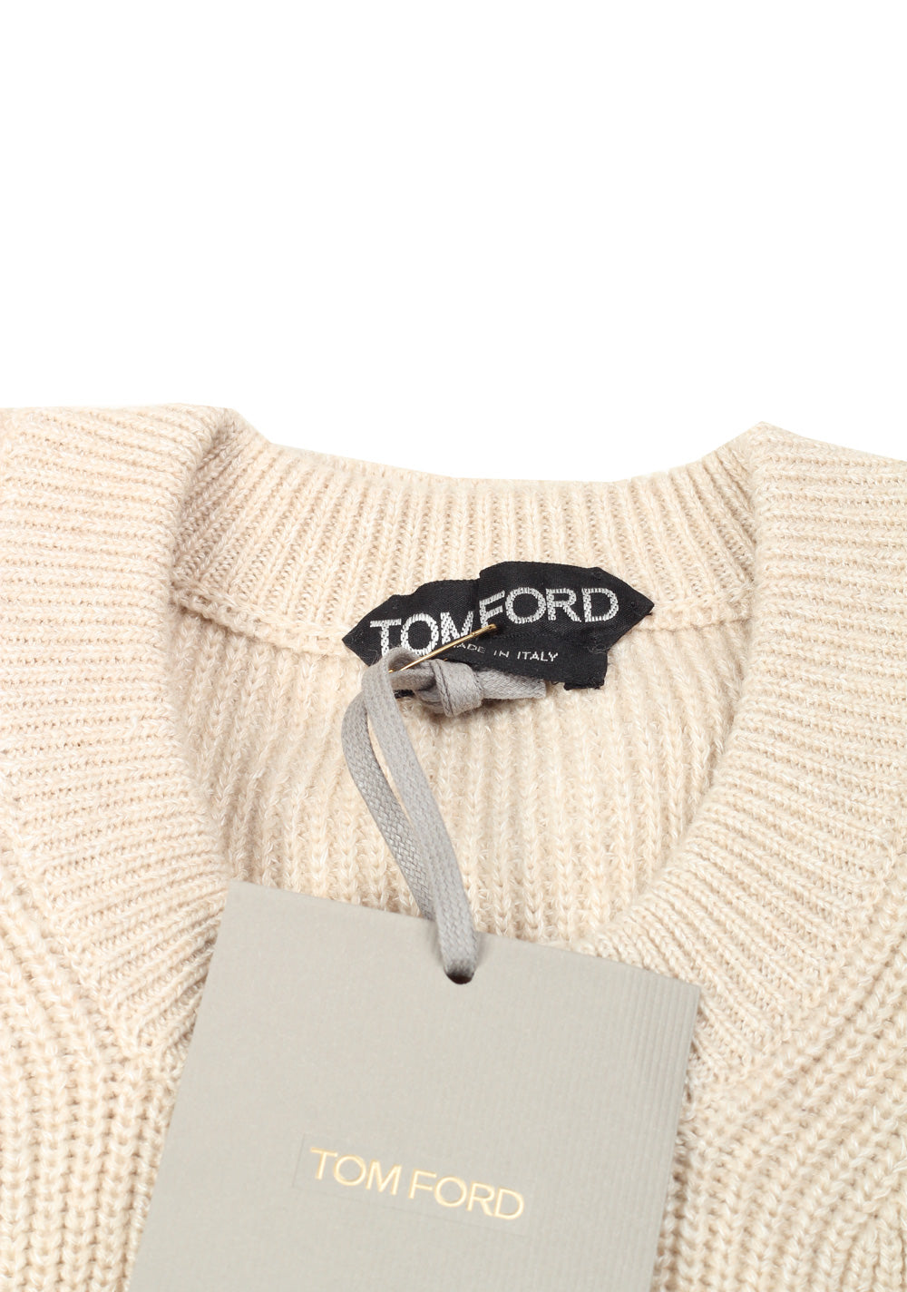 TOM FORD Off White Long Sleeve Henley Sweater Size 48 / 38R U.S. In Cashmere Blend