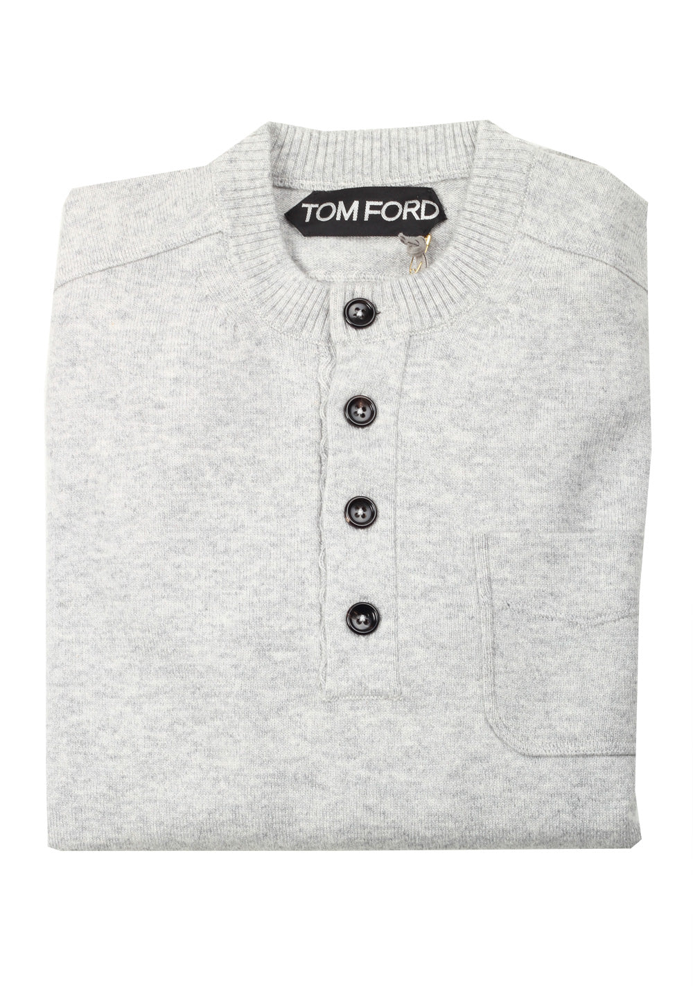 TOM FORD Gray Long Sleeve Henley Sweater Size 48 / 38R U.S. In Cashmere