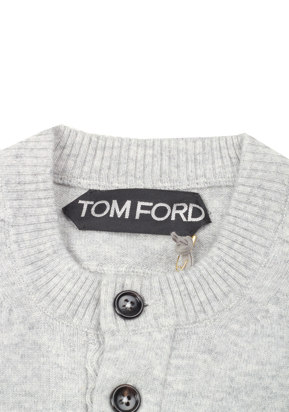 TOM FORD Gray Long Sleeve Henley Sweater Size 48 / 38R U.S. In Cashmere