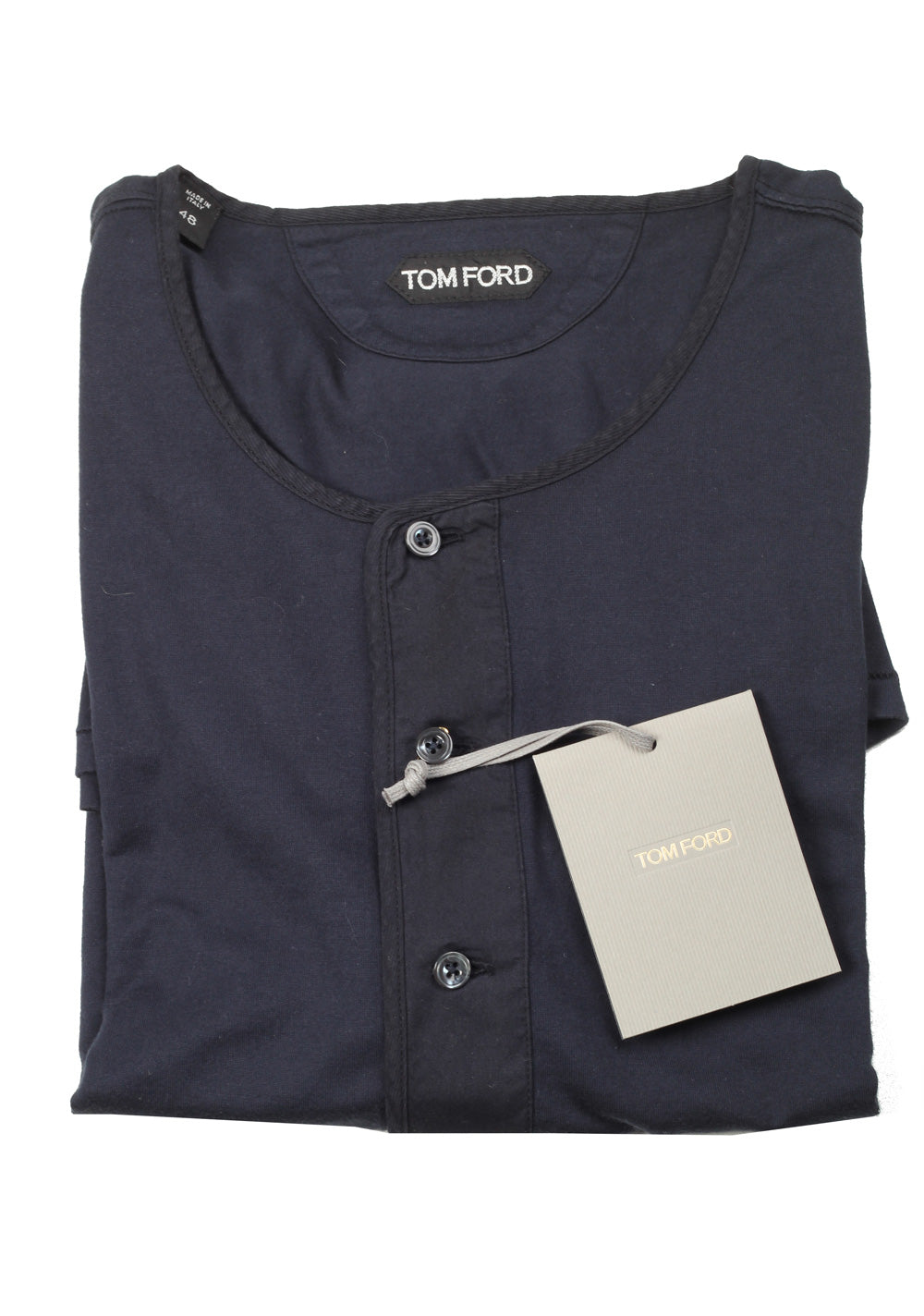 TOM FORD Blue Short Sleeve Henley T-Shirt Size 48 / 38R U.S. In Cotton