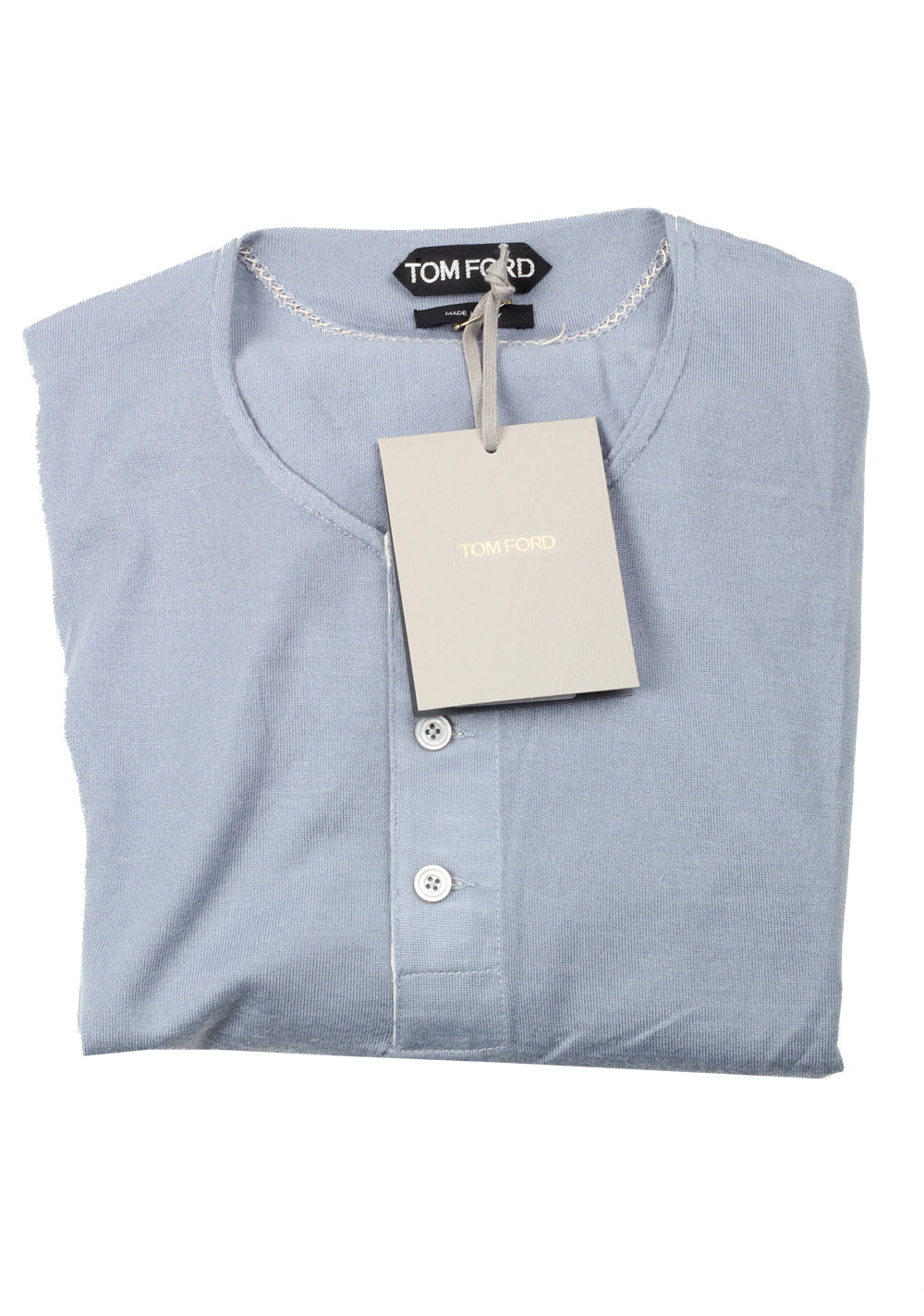 TOM FORD Blue Long Sleeve Henley Sweater Size 48 / 38R U.S. In Cashmere