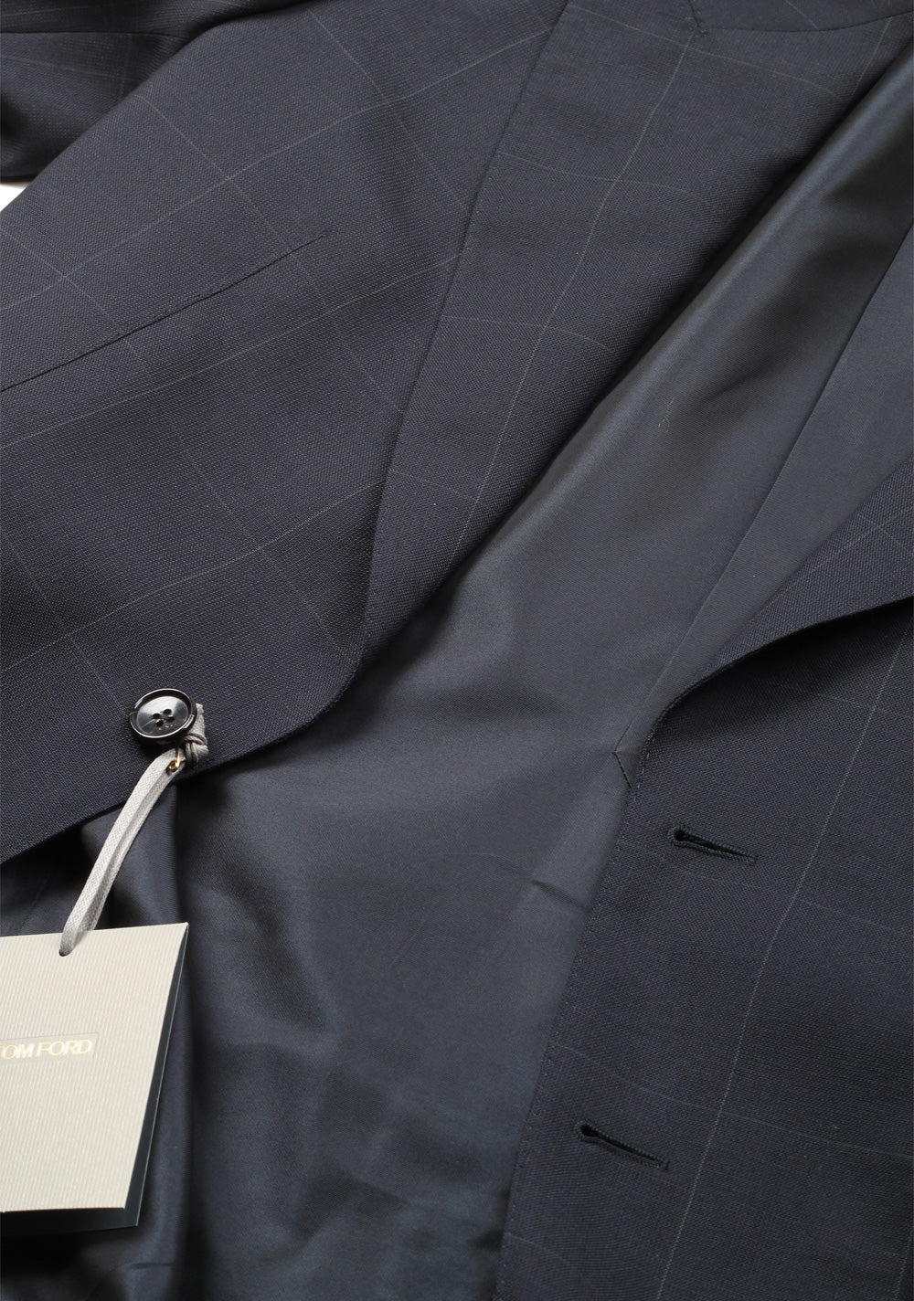 TOM FORD Shelton Checked Blue Suit Size 48 / 38R U.S. In Wool Mohair