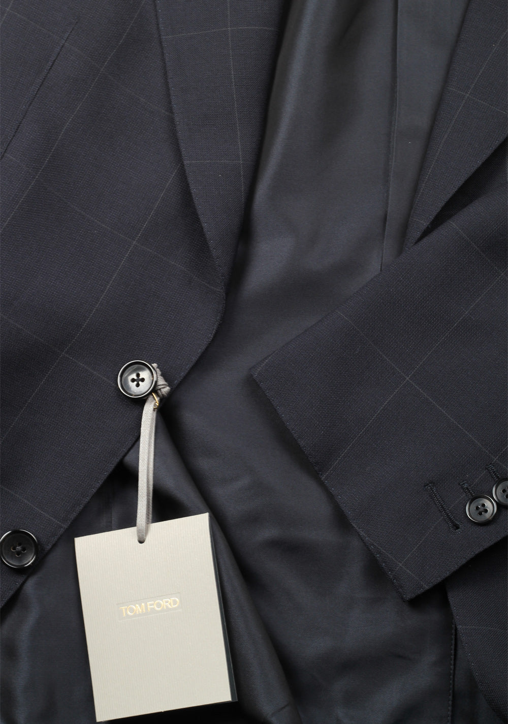 TOM FORD Shelton Checked Blue Suit Size 48 / 38R U.S. In Wool Mohair