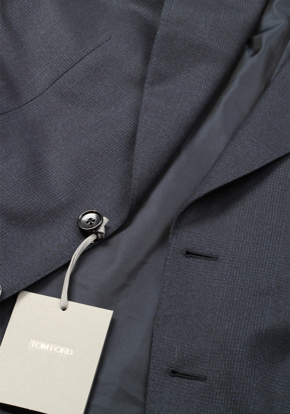 TOM FORD Shelton Checked Blue Suit Size 48 / 38R U.S. In Wool