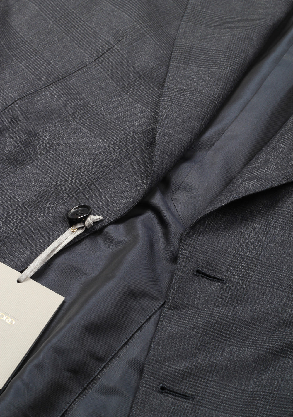 TOM FORD Shelton Checked Blueish Gray Suit Size 48 / 38R U.S. In Wool Silk