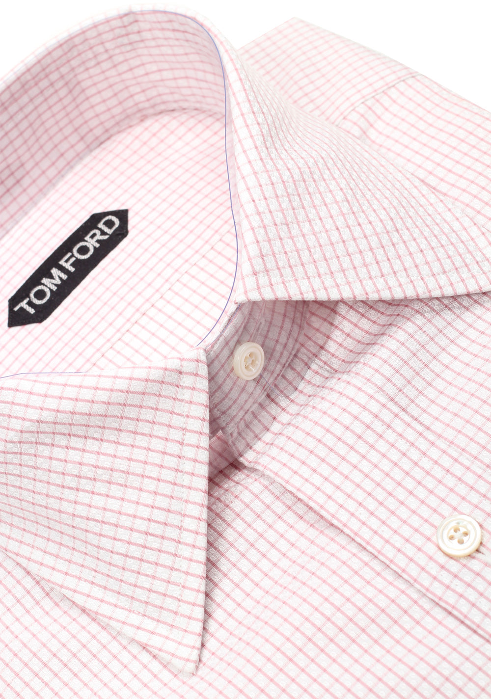 TOM FORD Checked White Pink Dress Shirt Size 40 / 15,75 U.S.