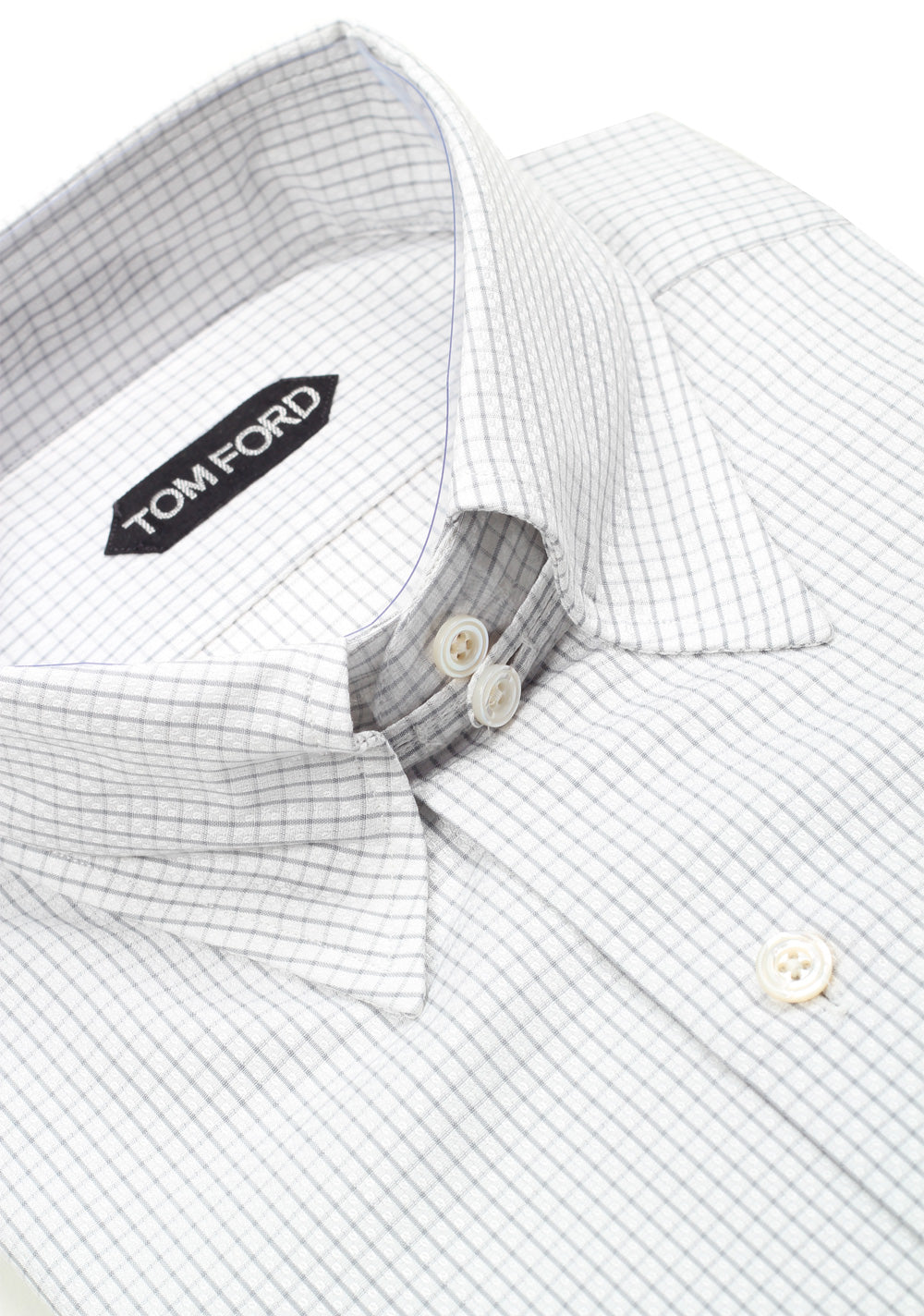 TOM FORD Checked Gray High Collar Dress Shirt Size 40 / 15,75 U.S.