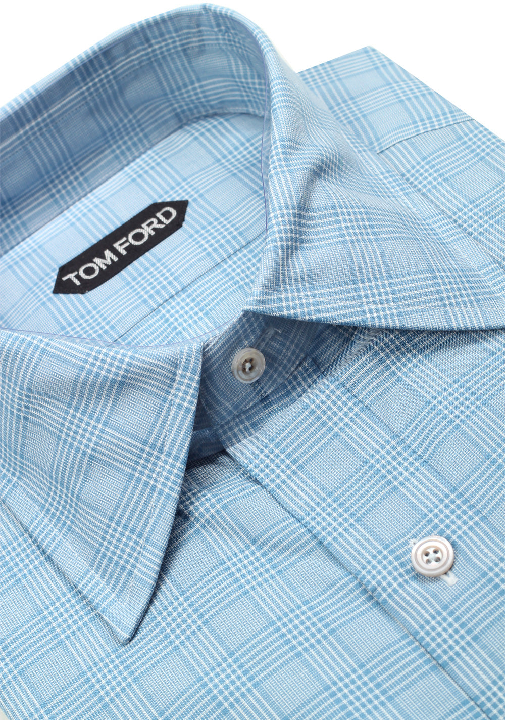 TOM FORD Checked White Blue Dress Shirt Size 40 / 15,75 U.S.