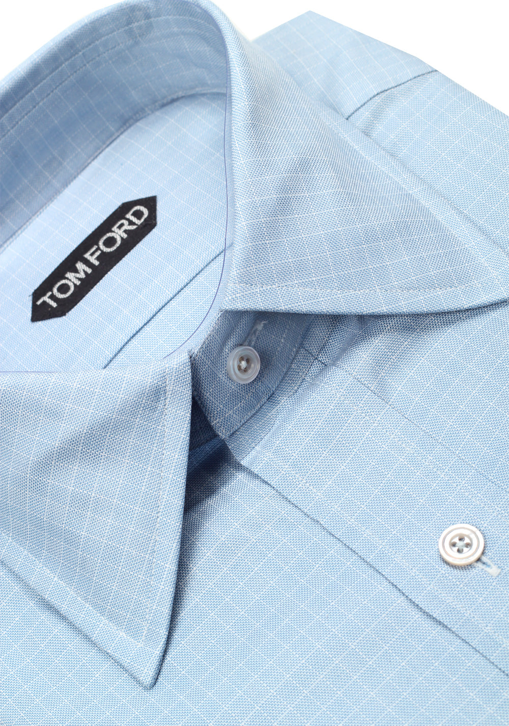 TOM FORD Checked White Blue Dress Shirt Size 40 / 15,75 U.S.