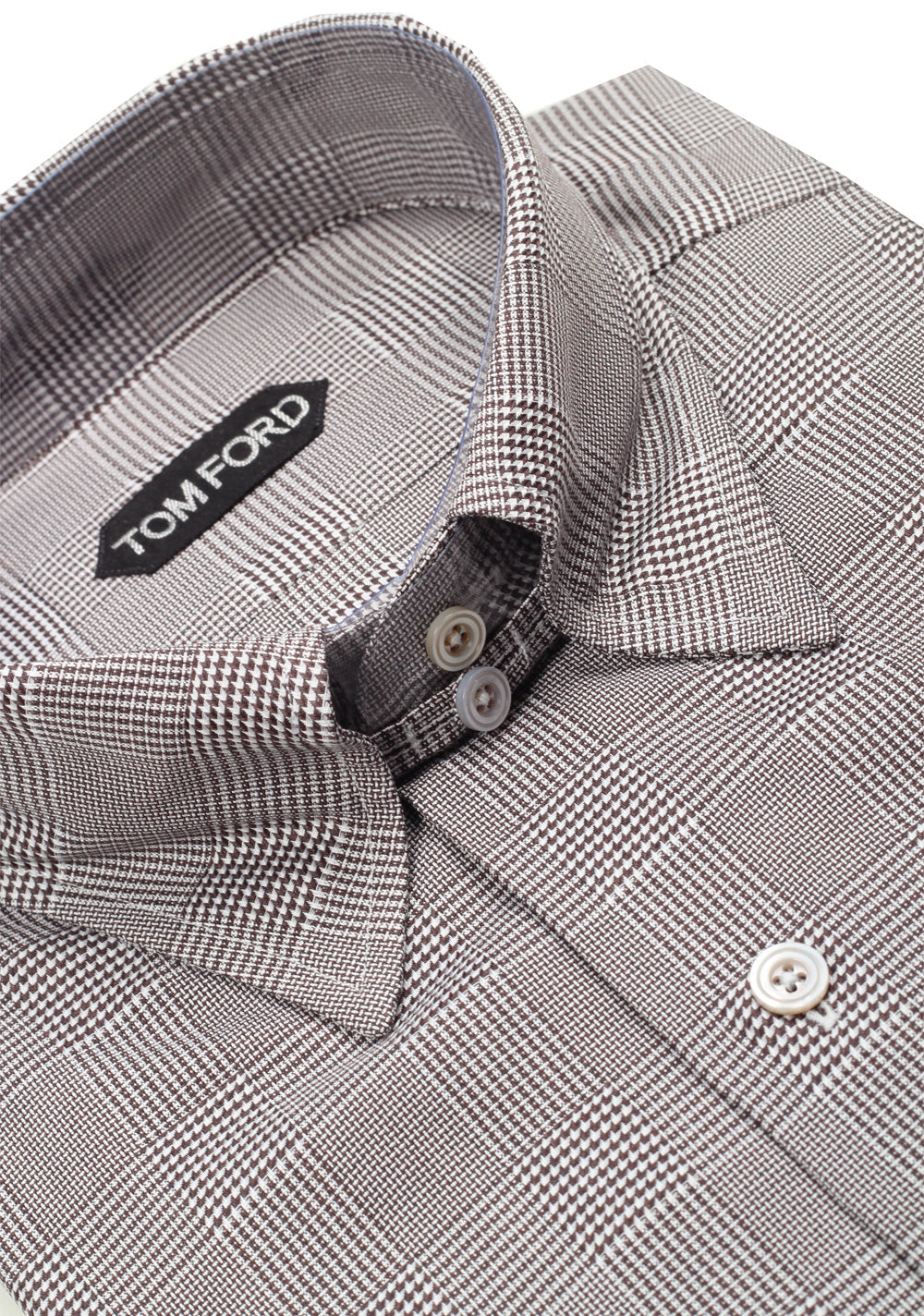 TOM FORD Checked Gray High Collar Dress Shirt Size 40 / 15,75 U.S.