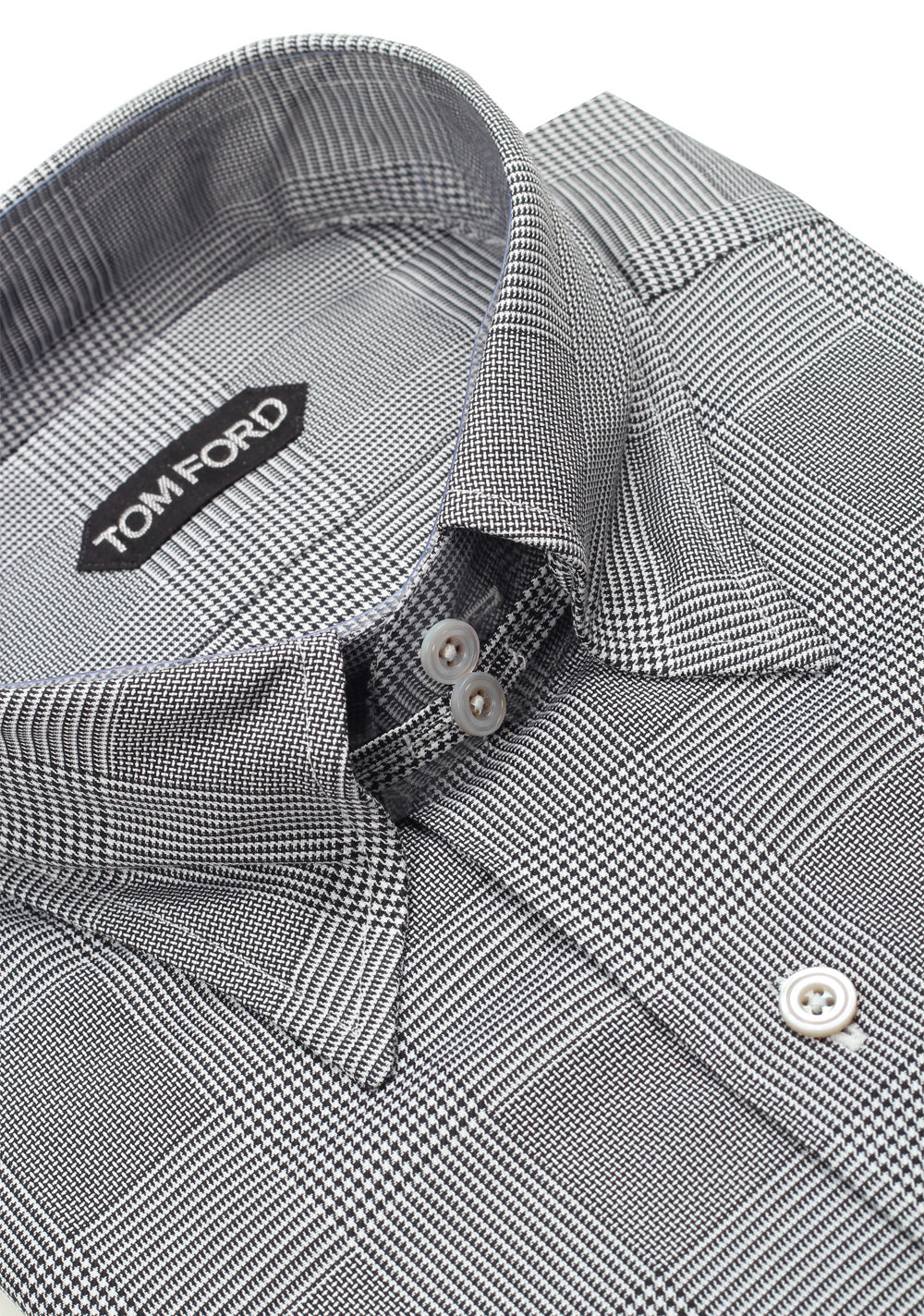 TOM FORD Checked Gray High Collar Dress Shirt Size 40 / 15,75 U.S.