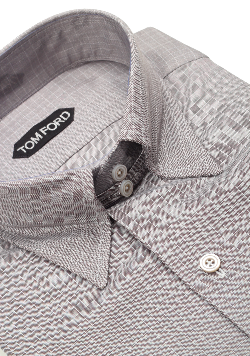 TOM FORD Checked Gray High Collar Dress Shirt Size 40 / 15,75 U.S.
