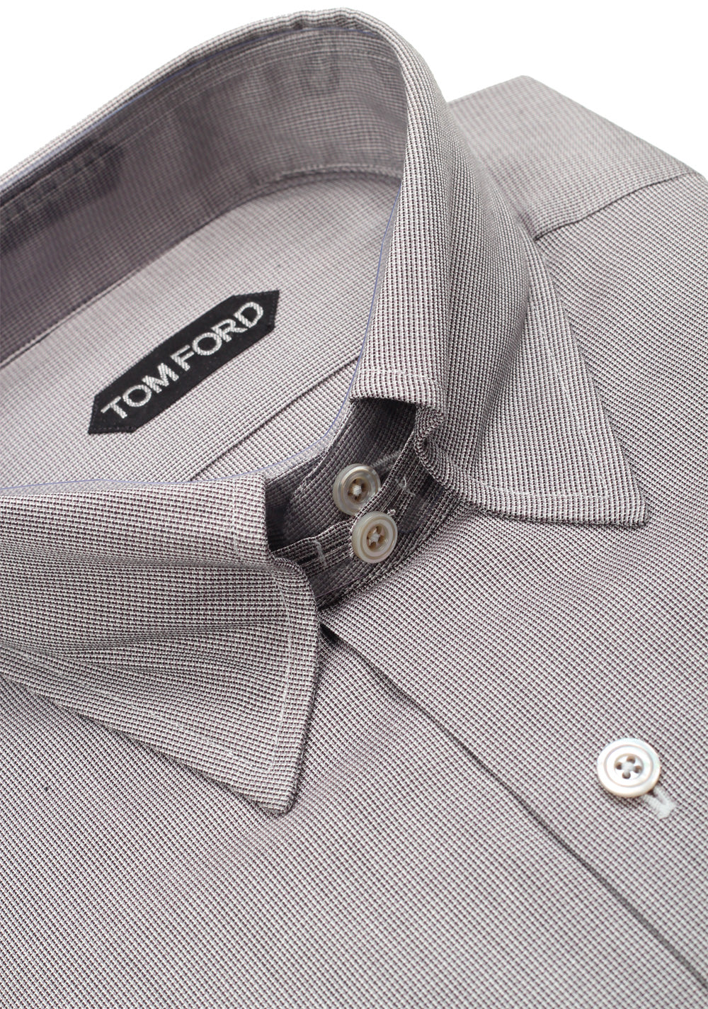 TOM FORD Checked Gray High Collar Dress Shirt Size 40 / 15,75 U.S.