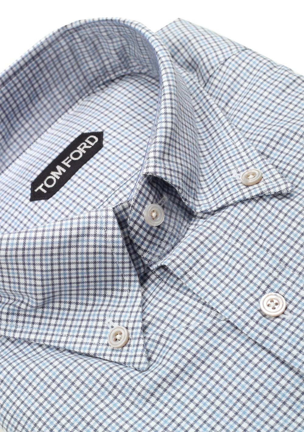 TOM FORD Checked White Blue Button Down Dress Shirt Size 40 / 15,75 U.S.