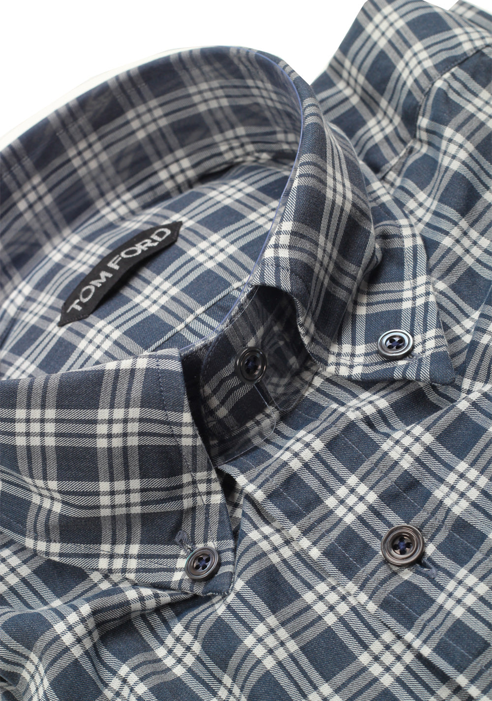 TOM FORD Checked White Blue Button Down Dress Shirt Size 40 / 15,75 U.S.