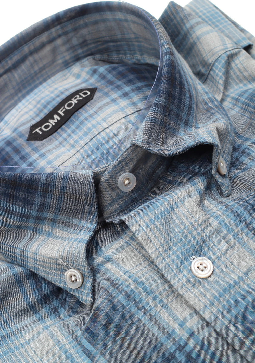 TOM FORD Checked Blue Button Down Dress Shirt Size 40 / 15,75 U.S.