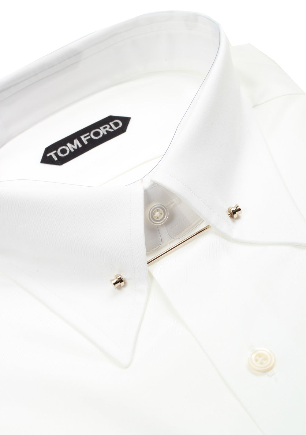 TOM FORD Solid White Poplin Metal Bar Dress Shirt Size 42 / 16,5 U.S.