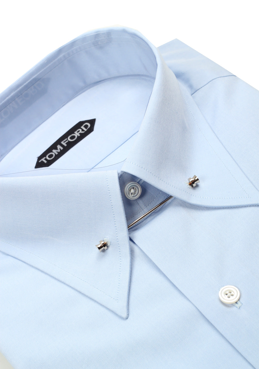 TOM FORD Solid Blue Poplin Metal Bar Dress Shirt Size 42 / 16,5 U.S.