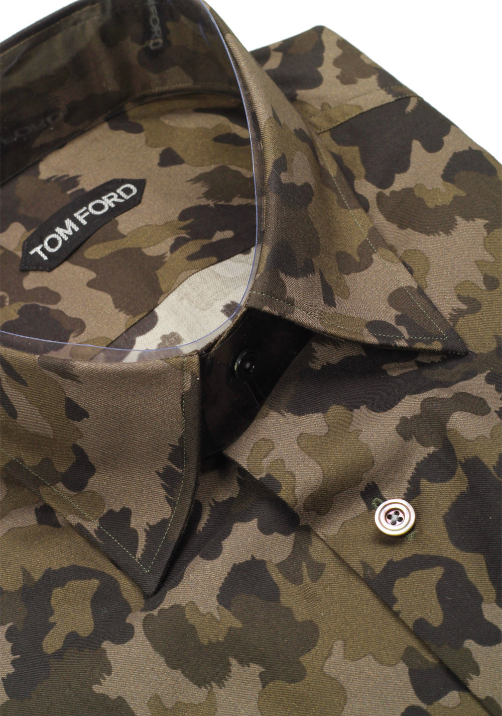 TOM FORD Green Camouflage Shirt Size 43 / 17 U.S.
