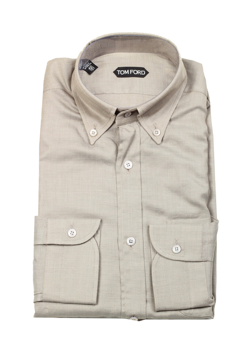 TOM FORD Solid Beige Shirt Size 40 / 15,75 U.S.