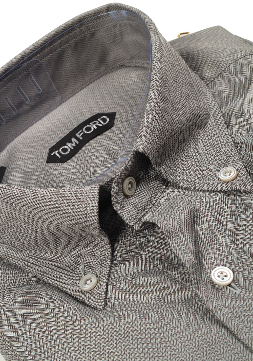 TOM FORD Solid Gray Button Down Dress Shirt Size 40 / 15,75 U.S.