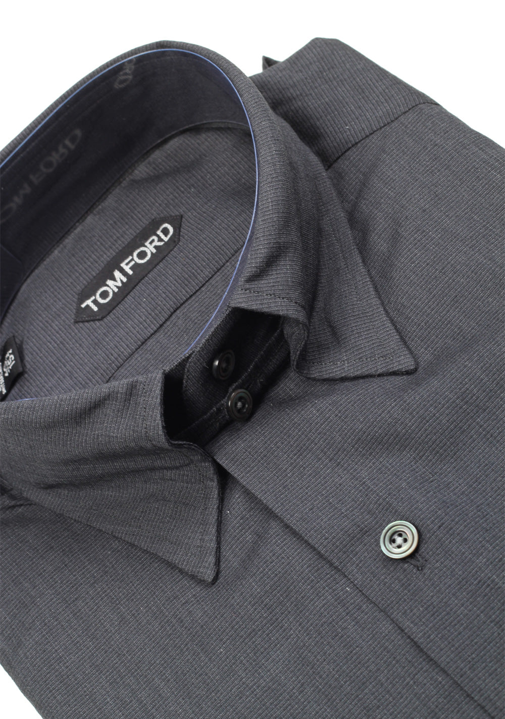 TOM FORD Solid Gray High Collar Dress Shirt Size 40 / 15,75 U.S.