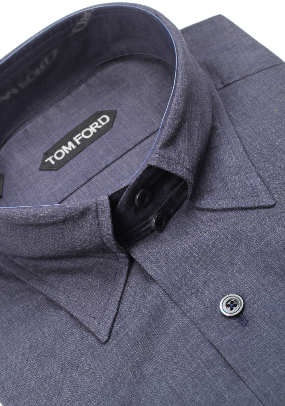 TOM FORD Solid Blue High Collar Dress Shirt Size 40 / 15,75 U.S.