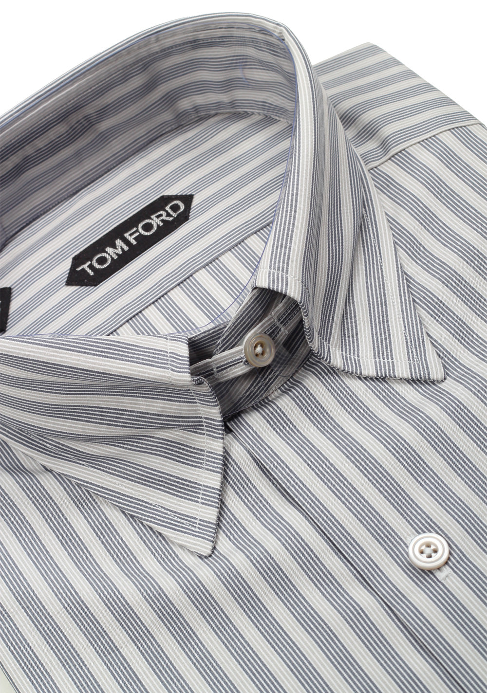 TOM FORD Striped Gray High Collar Dress Shirt Size 40 / 15,75 U.S.
