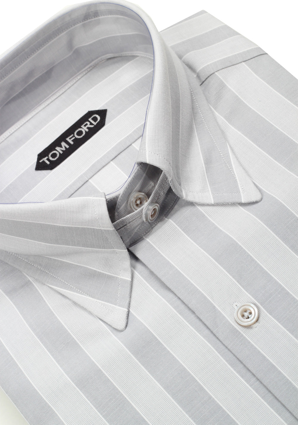 TOM FORD Striped Gray High Collar Dress Shirt Size 40 / 15,75 U.S.