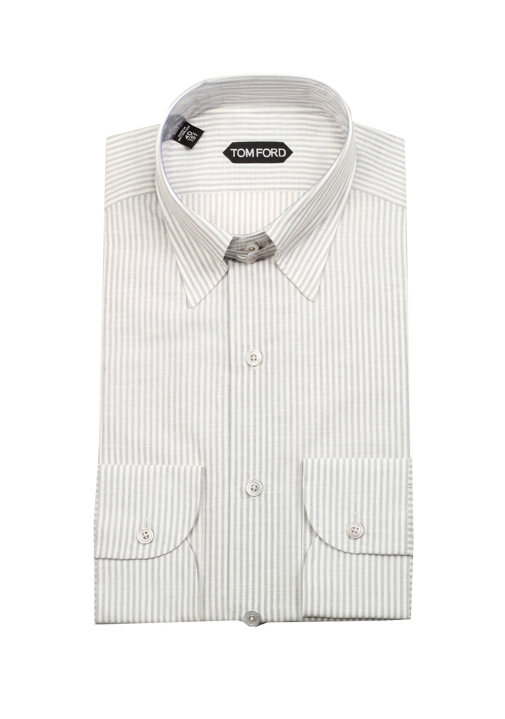 TOM FORD Striped Gray High Collar Dress Shirt Size 40 / 15,75 U.S.