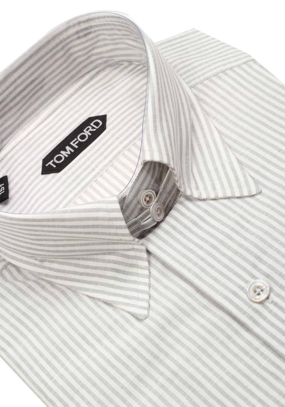 TOM FORD Striped Gray High Collar Dress Shirt Size 40 / 15,75 U.S.