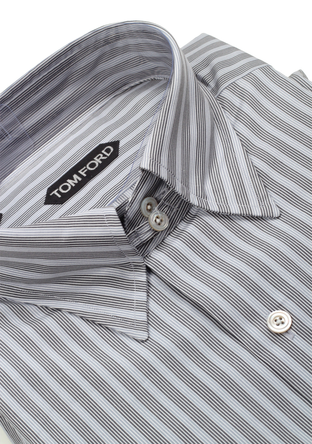 TOM FORD Striped Gray High Collar Dress Shirt Size 40 / 15,75 U.S.